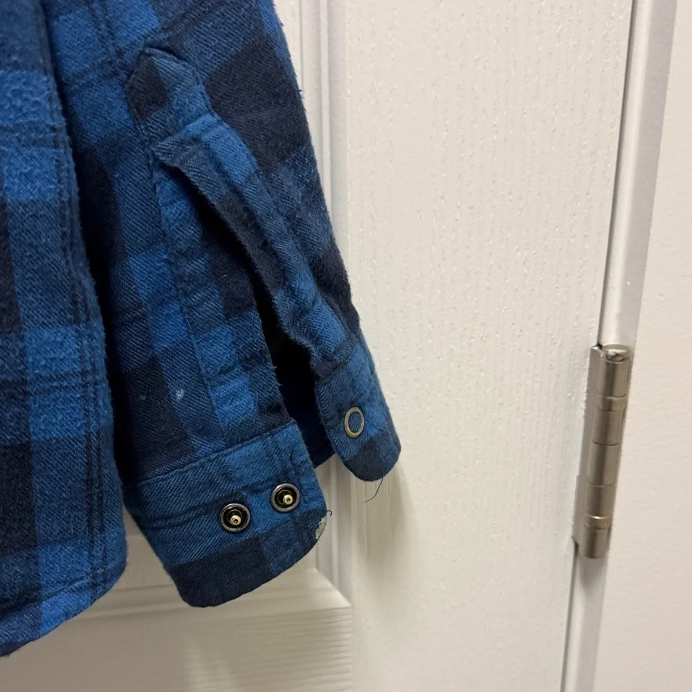 L.L. Bean Blue Checkered Shirt with Gray Hood - Picture 4 of 4
